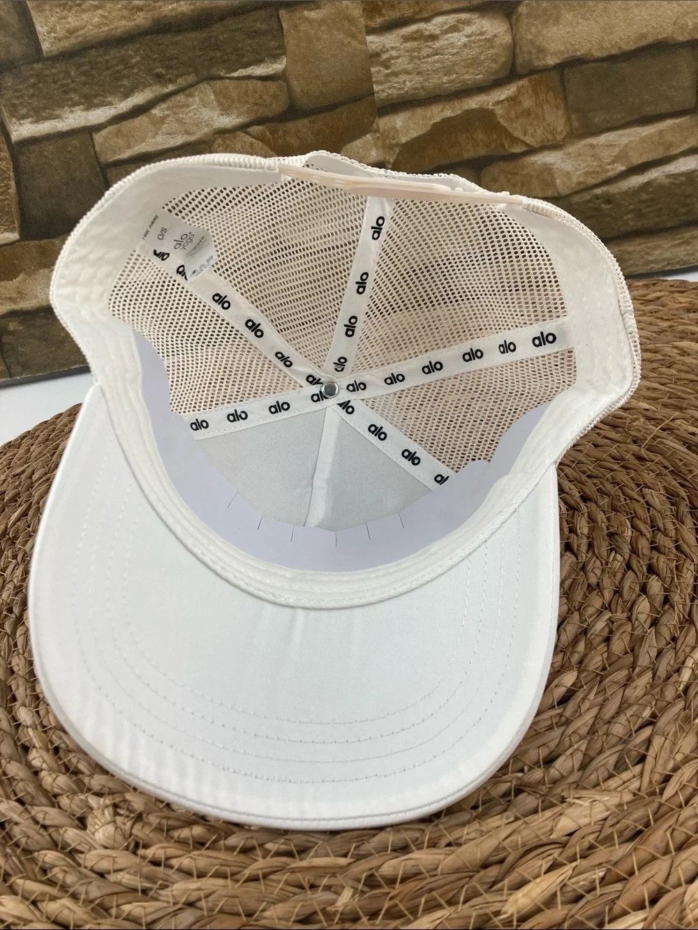 ALO Yoga Kids White Trucker Hat with Black Logo